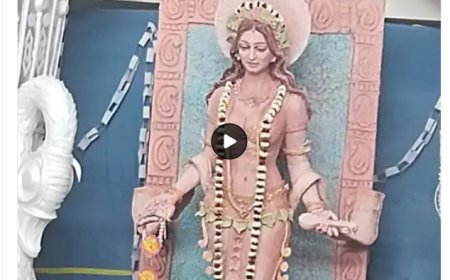 देवी सरस्वती की प्रतिमा पर विवाद:छात्रों ने बिना साड़ी वाली मूर्ति लगाई ABVP-बजरंग दल ने अश्लीलता फैलाने का आरोप लगाया