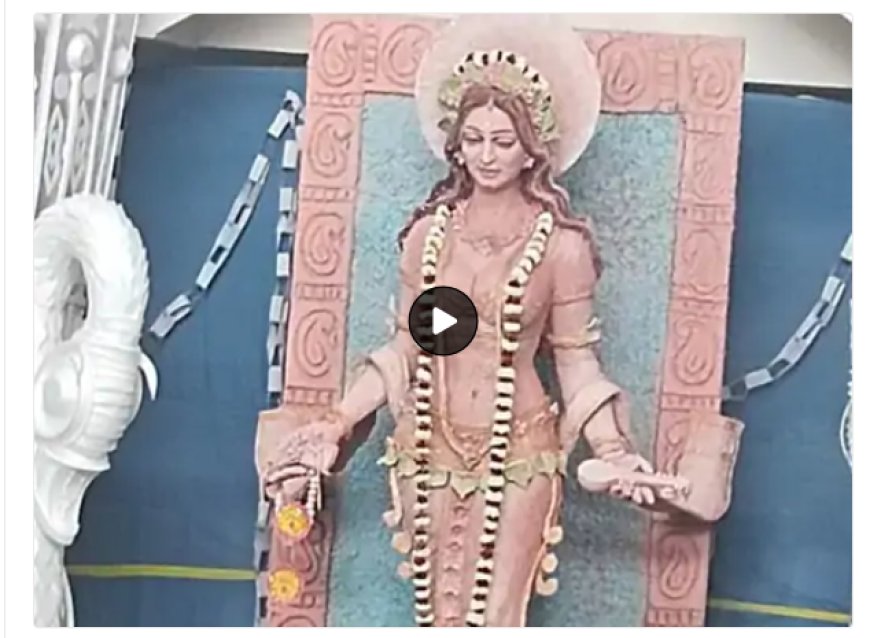 देवी सरस्वती की प्रतिमा पर विवाद:छात्रों ने बिना साड़ी वाली मूर्ति लगाई ABVP-बजरंग दल ने अश्लीलता फैलाने का आरोप लगाया