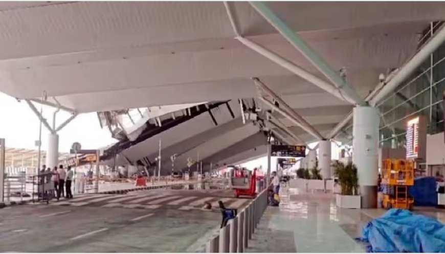 भारी वर्षा से आइजीआइ एयरपोर्ट पर फोरकोर्ट की छत गिरी, एक की मौत
