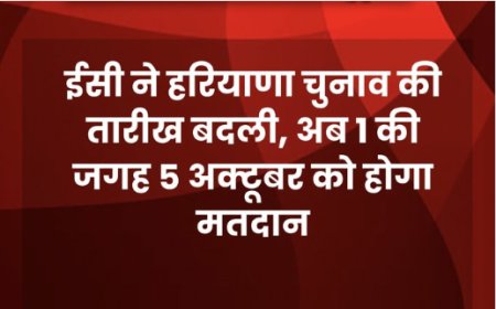 ब्रेकिंग न्यूज़  हरियाणा चुनाव की तारीख में बदलाव, अब 5 अक्टूबर को होगा मतदान