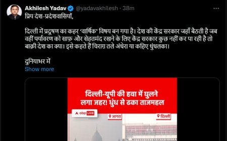 अखिलेश यादव ने भाजपा सरकार को दिल्ली और यूपी में बढ़ते प्रदूषण को लेकर घेरा