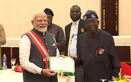 प्रधानमंत्री मोदी को नाइजीरिया के 'ग्रैंड कमांडर ऑफ द ऑर्डर ऑफ द नाइजर' सम्मान से नवाजा गया