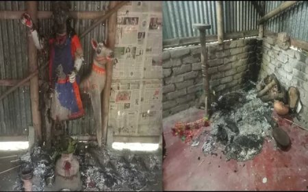 बांग्लादेश: मुस्लिम कट्टरपंथियों के हौसले बुलंद, गोपालगंज में हिन्दू मंदिर पर हमला कर मूर्तियां जलाई