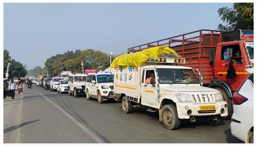 अयोध्या, प्रयागराज, सुलतानपुर, वाराणसी, व बलिया राष्ट्रीय राजमार्ग पर जाम