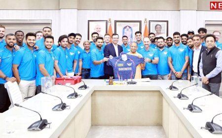 लखनऊ सुपर जाएंट्स के प्लेयर्स ने की सीएम योगी से मुलाकात, ऋषभ पंत और संजीव गोयंका ने दी टीम जर्सी