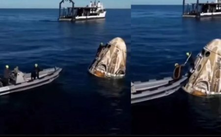 लैंडिंग के बाद समुद्र में तैर रहा था सुनीता विलियम्स को लेकर आया कैप्सूल, देखिए कैसे बोट से रस्सी के सहारे निकाला बाहर, वीडियो