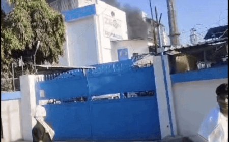 पांवटा साहिब में फैक्ट्री में लगी आग:धुएं से भरा पूरा इलाका, फायर ब्रिगेड और स्थानीय लोग बुझाने में लगे