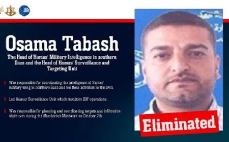 गाजा में हमास को झटका : इजरायली हमले में खुफिया चीफ ओसामा तबाश ढेर