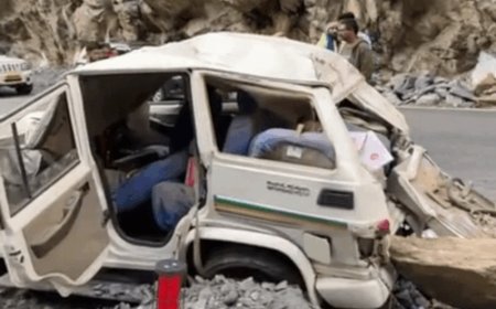 किन्नौर में चलती बोलेरो पर गिरी चट्टान:डॉक्टर घायल, 3 लोग बाल-बाल बचे; NH-5 पर हादसा