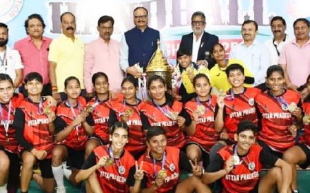 राष्ट्रीय जूनियर बालिका हैंडबॉल, उत्तर प्रदेश ने रचा इतिहास:लखनऊ में पहली बार जीता खिताब; हिमाचल प्रदेश को 19-17 से हराया
