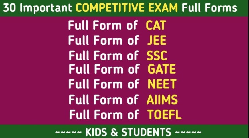 Examinations से जुड़ी कुछ महत्वपूर्ण Full Forms – Know the Key Exam Acronyms