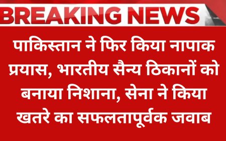 पाकिस्तान ने फिर किया नापाक प्रयास, भारतीय सैन्य ठिकानों को बनाया निशाना, सेना ने किया खतरे का सफलतापूर्वक जवाब