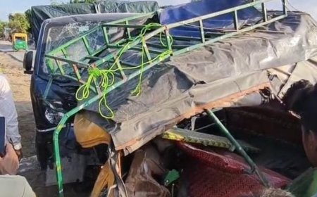 ऑटो-पिकअप में टक्कर; 6 यात्री घायल, 3 गंभीर:कम विजिबिलिटी के वजह से हुआ हादसा, पुलिस ने दोनों वाहन को किया जब्त