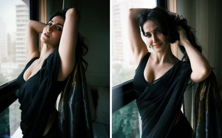 एली अवराम ने अब अपने ग्लैमर से खींचा ध्यान, काली साड़ी में लगीं गजब