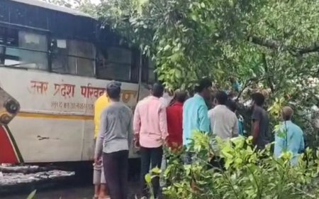 बाराबंकी: यात्रियों से भरी चलती बस पर गिरा पेड़, 4 लोगों की मौत, कई घायल