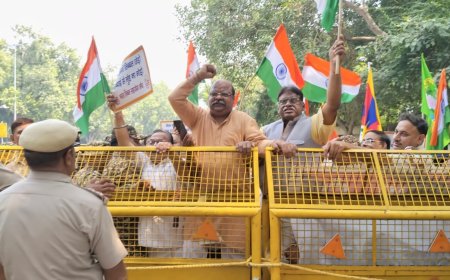 भारत- तिब्बत सहयोग मंच का चीनी दूतावास पर विरोध प्रदर्शन