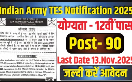 इंडियन आर्मी भर्ती 2025 – ऑफिसर के 90 पदों पर आवेदन शुरू | Indian Army TES Entry 2025